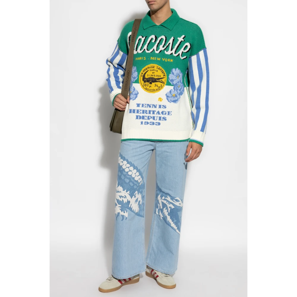 Lacoste Trui met wollen afwerking Multicolor Heren