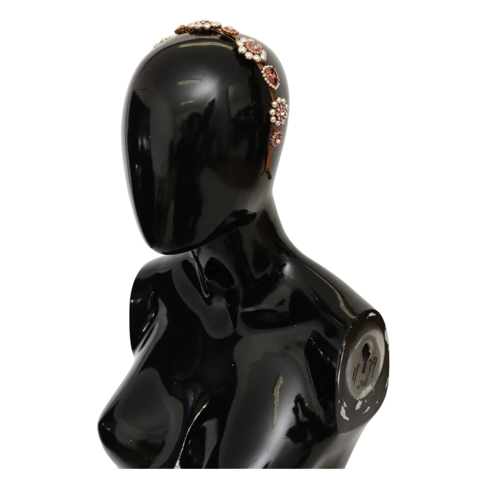 Dolce & Gabbana Kristallen Parel Diadeem Hoofddeksel Yellow Dames