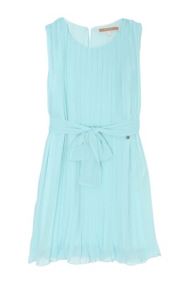 turquoise-pleated-dress-with-belt