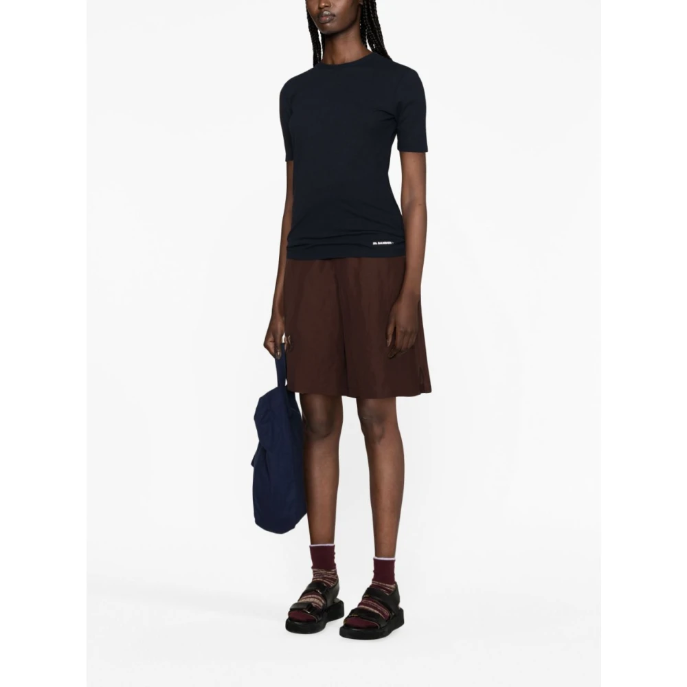 Jil Sander Navy Logo Wit T-shirt Black Dames