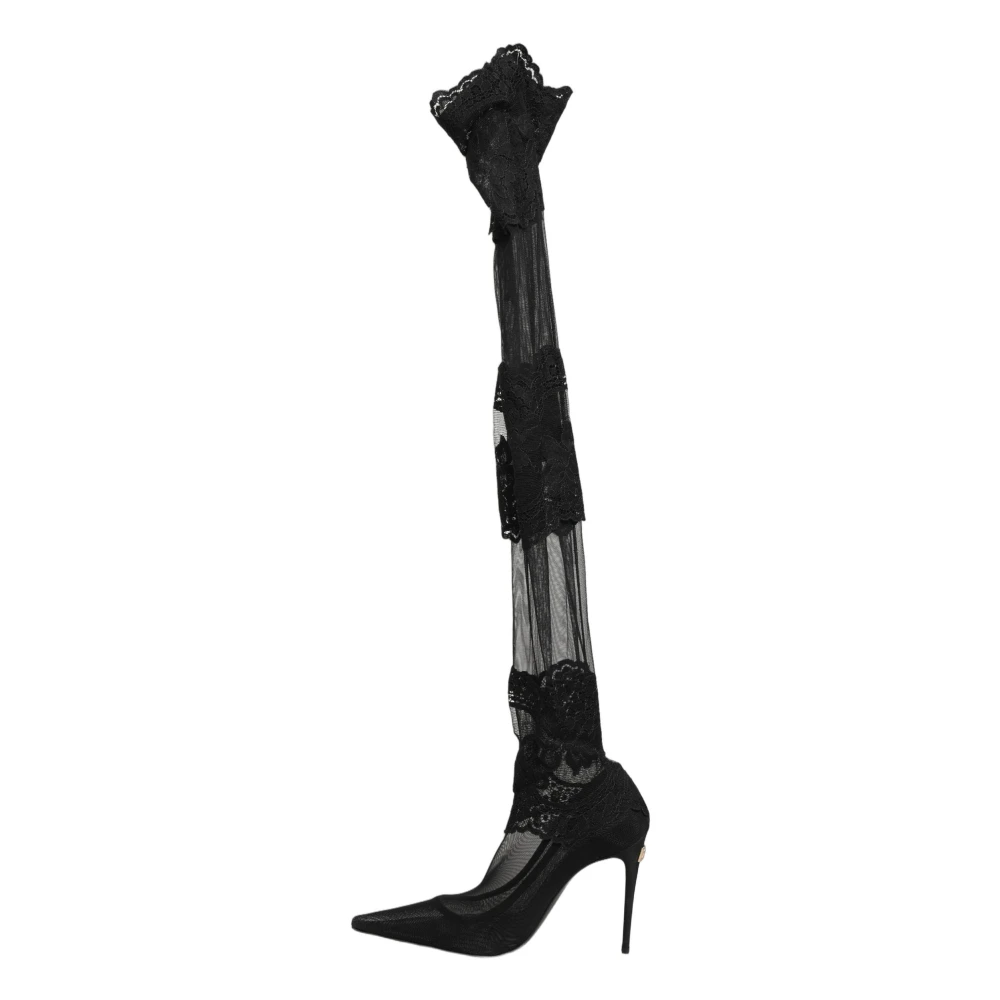 Dolce & Gabbana Women's Black Heeled Boots, 4 1/2 Uk, Socks Pumps Boots