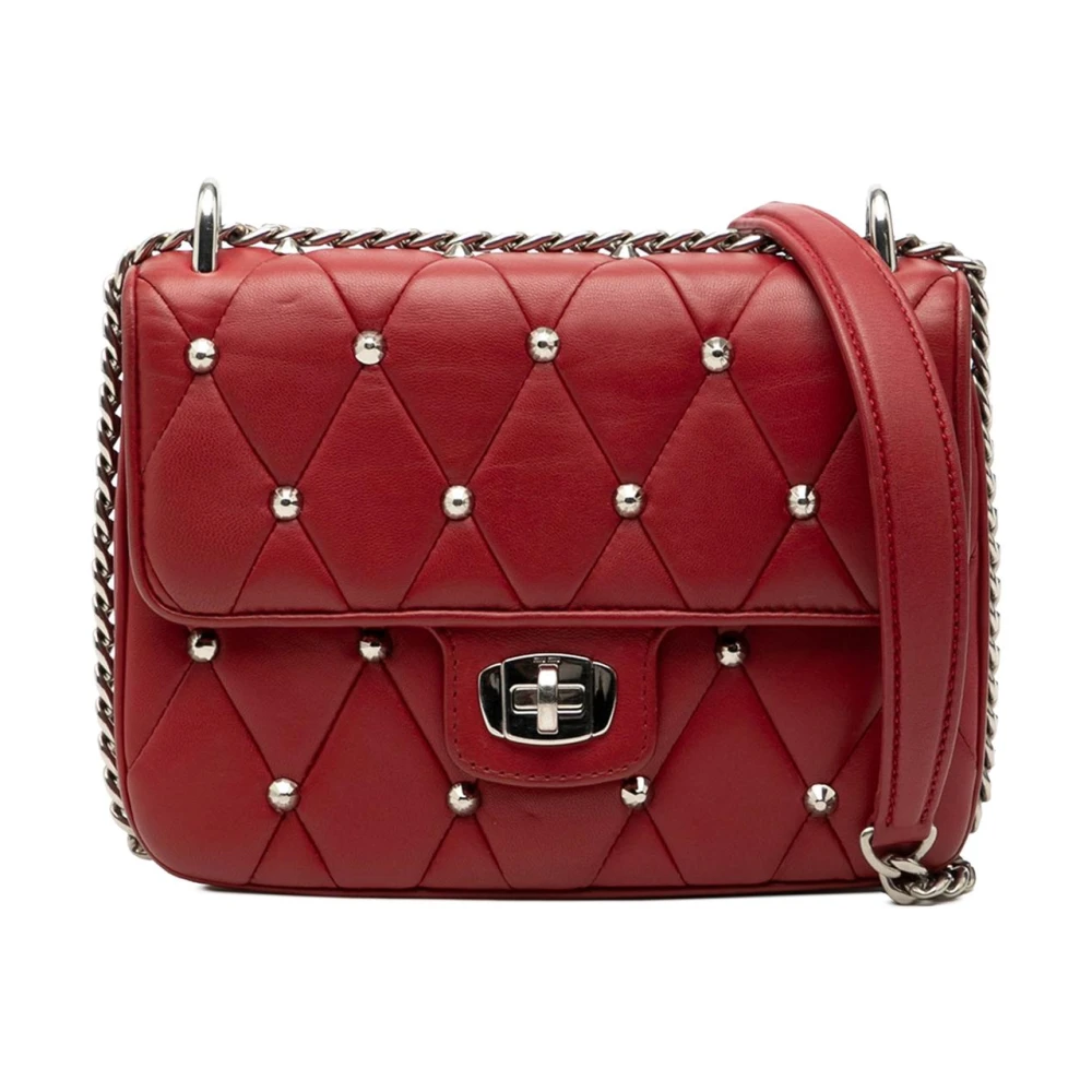 Miu Miu Pre-Owned Women's Red Pre-Owned Studded Quilted Bag