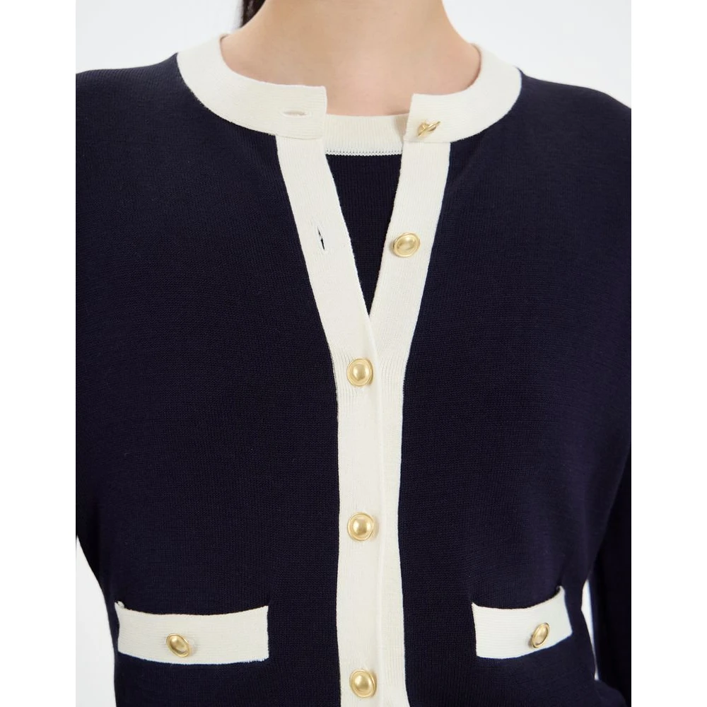 Ines De La Fressange Paris Corentin vest in marineblauw zijde en katoen Blue Dames