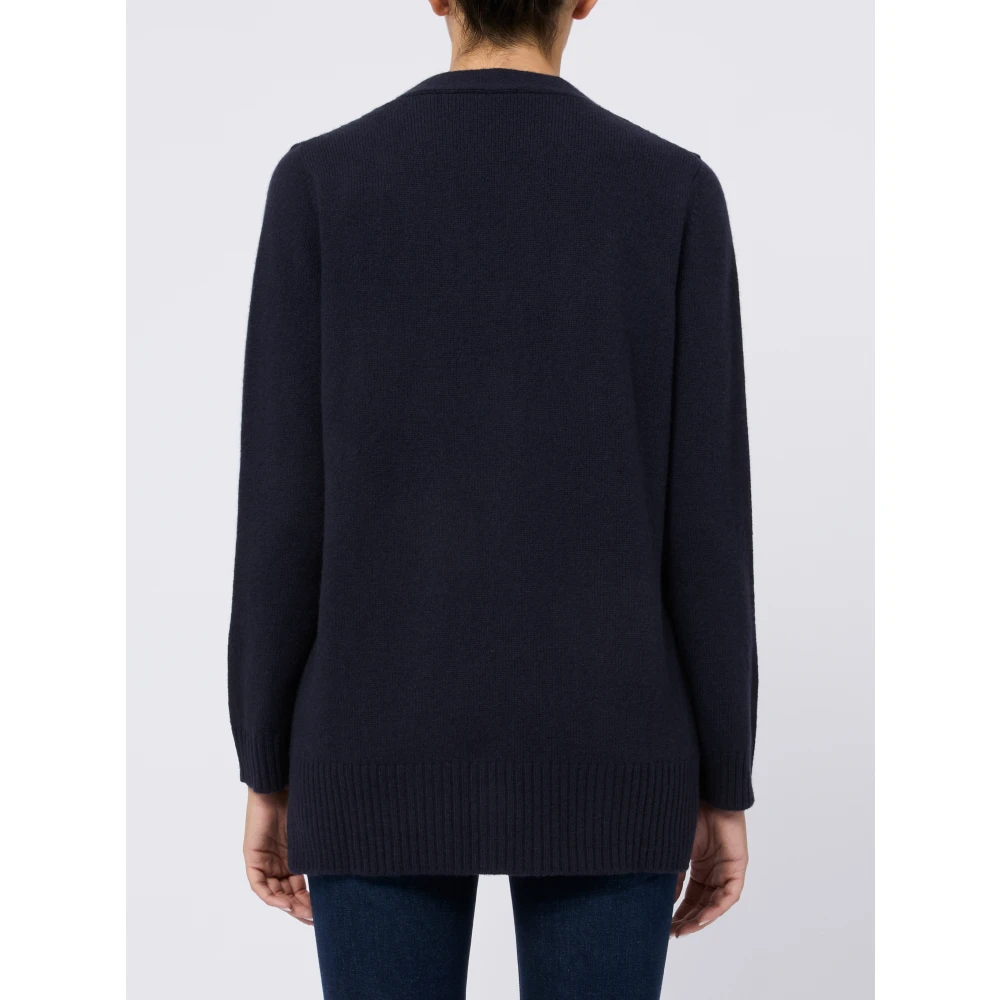 Kangra Blauwe V-hals Kasjmier Wol Vest Blue Dames