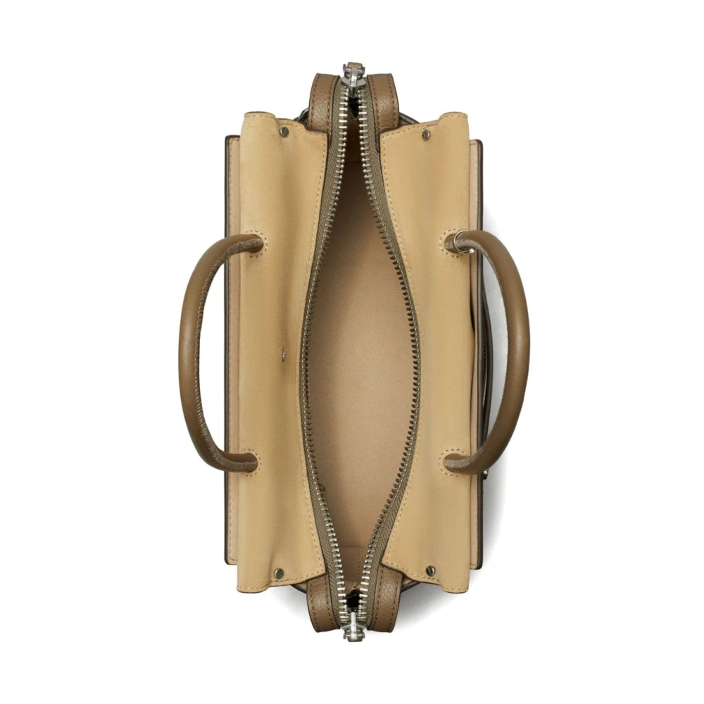 TORY BURCH Bruine leren schoudertas met siernieten Brown Dames