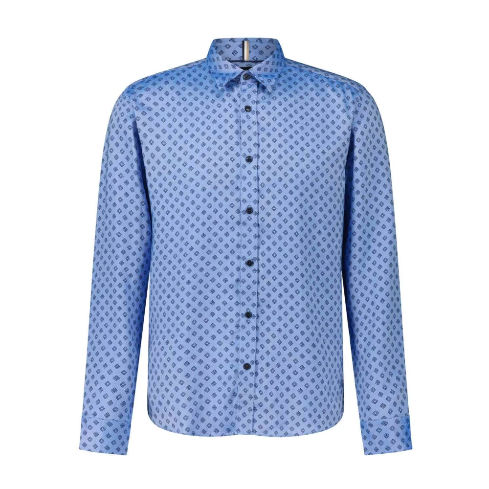 Hugo Boss Shirt met Geometrisch Patroon en Regular-Fit Blue Heren