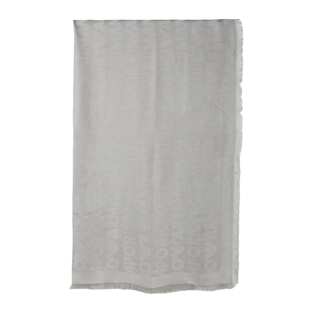 Emporio Armani Grijze Logoprint Viscose Sjaal Gray Heren