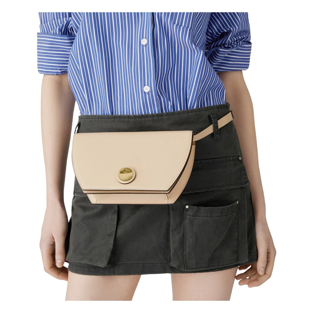 Furla Geometrische Crossbody Tas met Bolvormige Sluiting Beige Dames