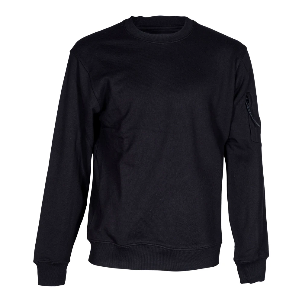 C.P. Company Heren Sweatshirt. Geborduurd logo. Zacht interieur. Black Heren