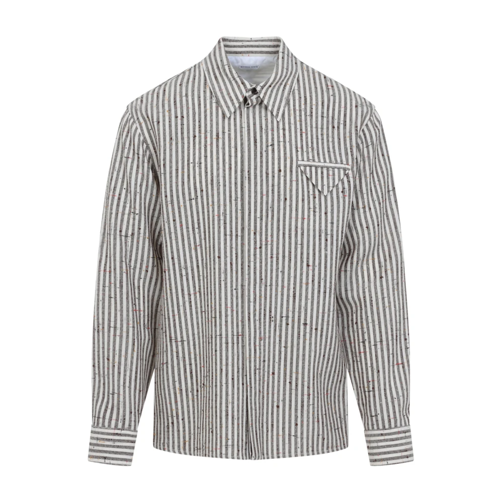 Bottega Veneta Gestreept shirt met lange mouwen Gray Heren