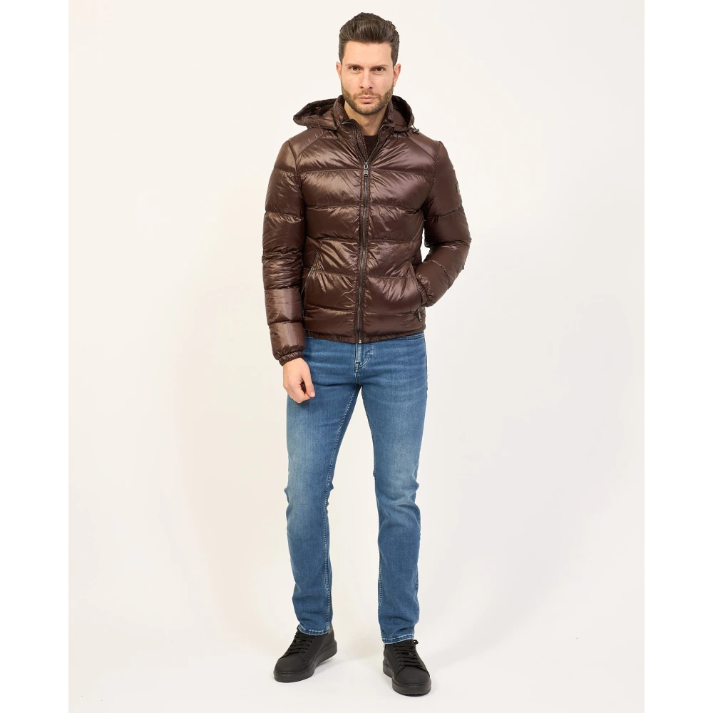 YES ZEE Gewatteerde jas met capuchon voor heren Brown Heren