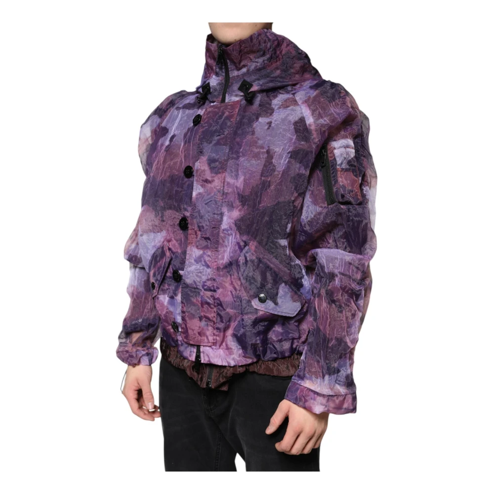 Dolce & Gabbana Paarse Camo Hooded Blouson Jas Purple Heren