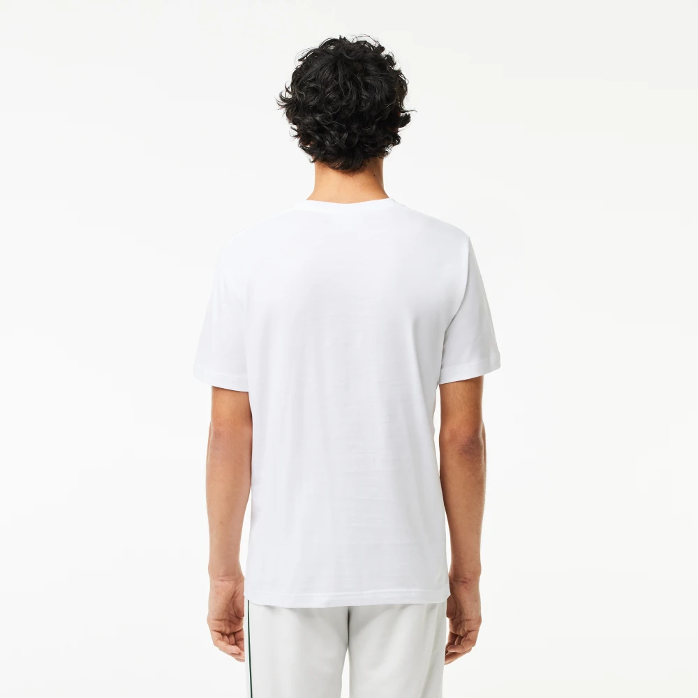 Lacoste Signature Logo T-Shirt Wit White Heren