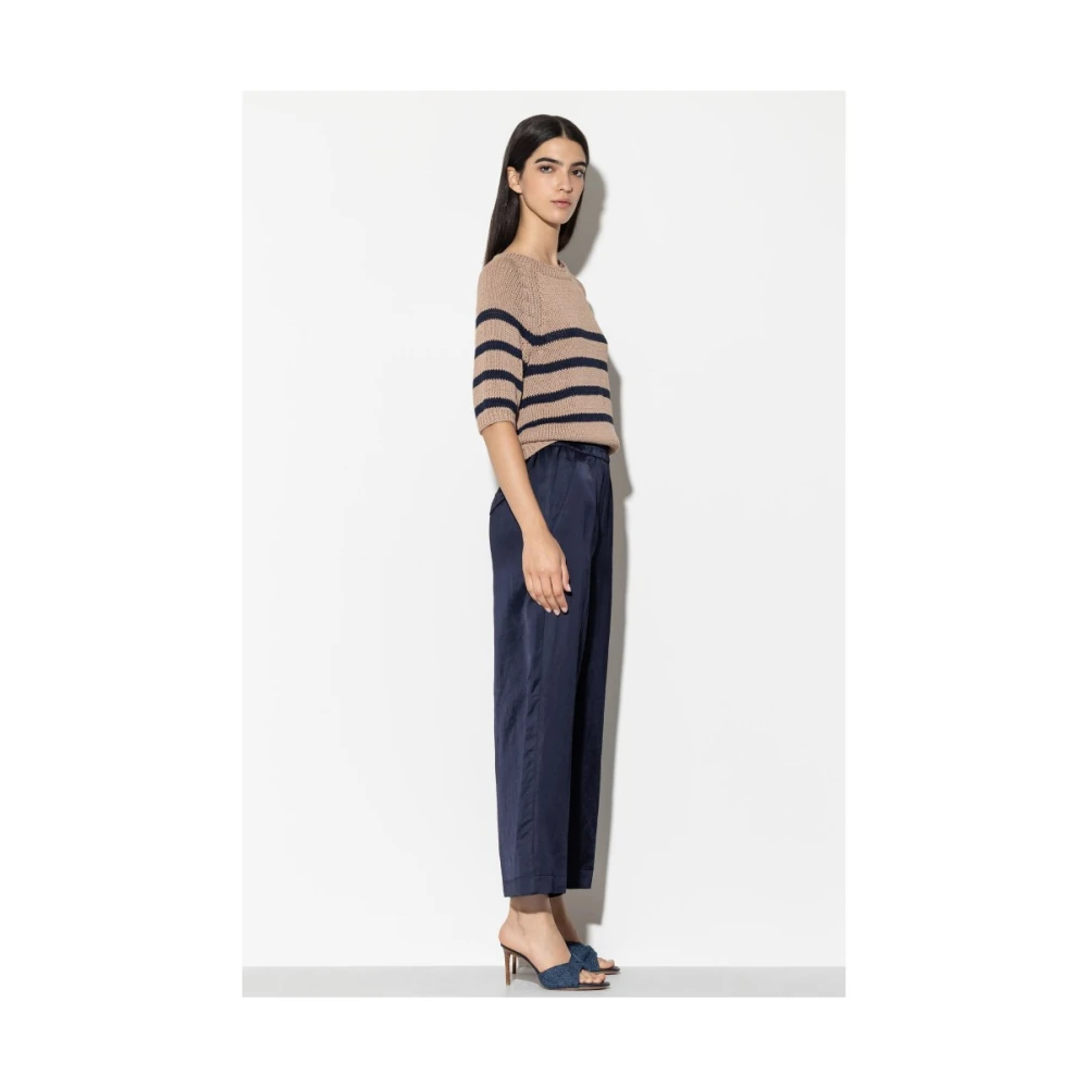 LUISA CERANO Marineblauwe Linnen Broek Blue Dames