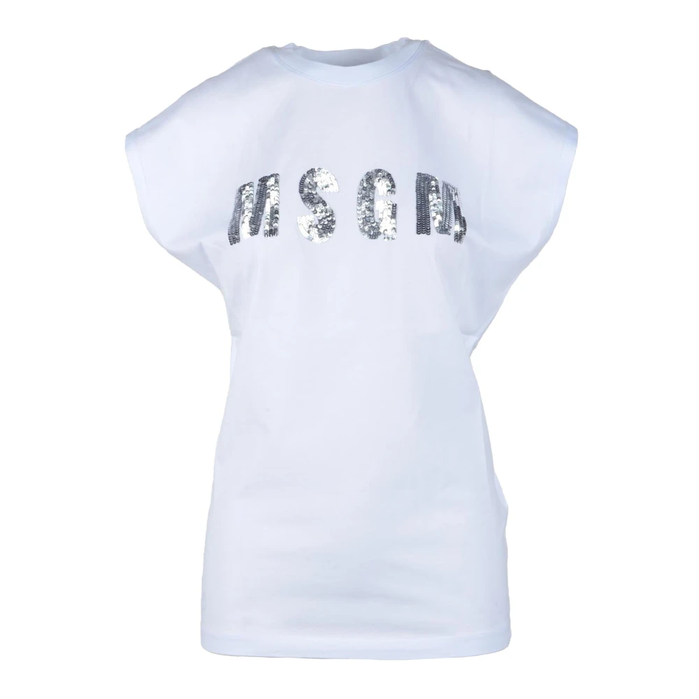 Msgm Katoenen T-shirt met unieke stijl White Dames