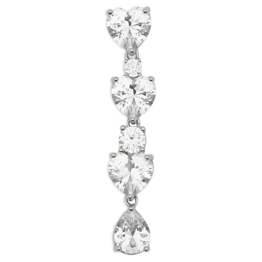 Self Portrait Women's Gray Crystal Heart Tiered Earrings - Earrings - One Size - Accessories