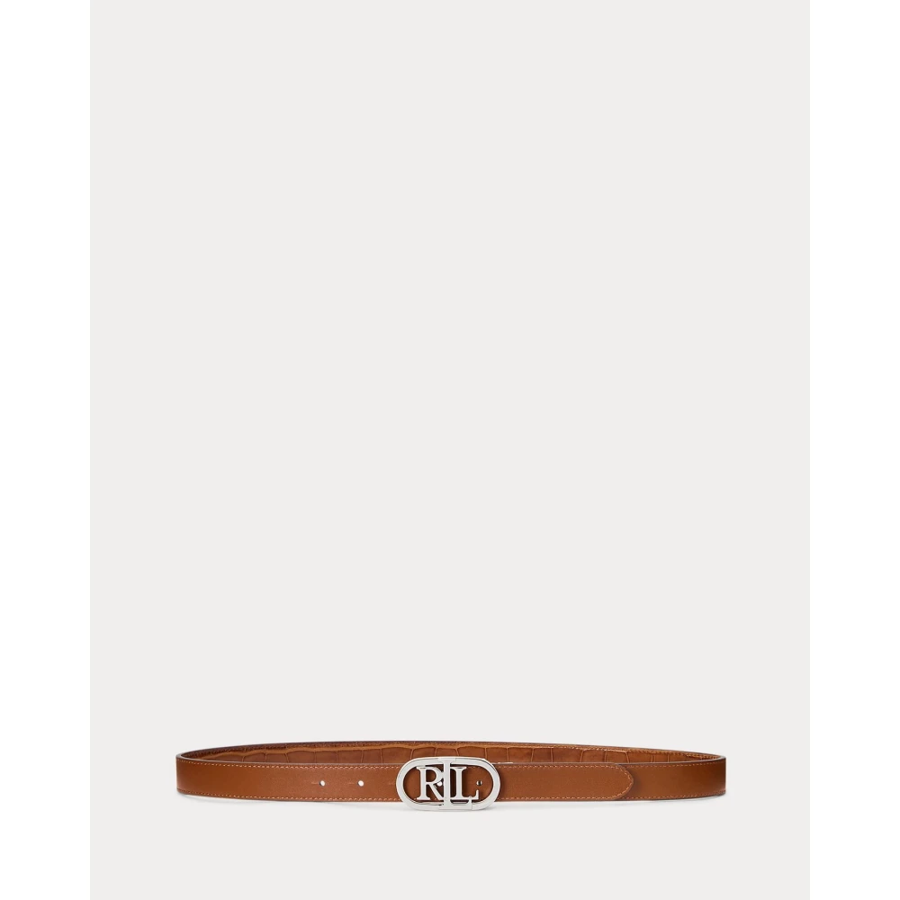 Ralph Lauren Embossed Reversible Riem met Logo Brown Dames