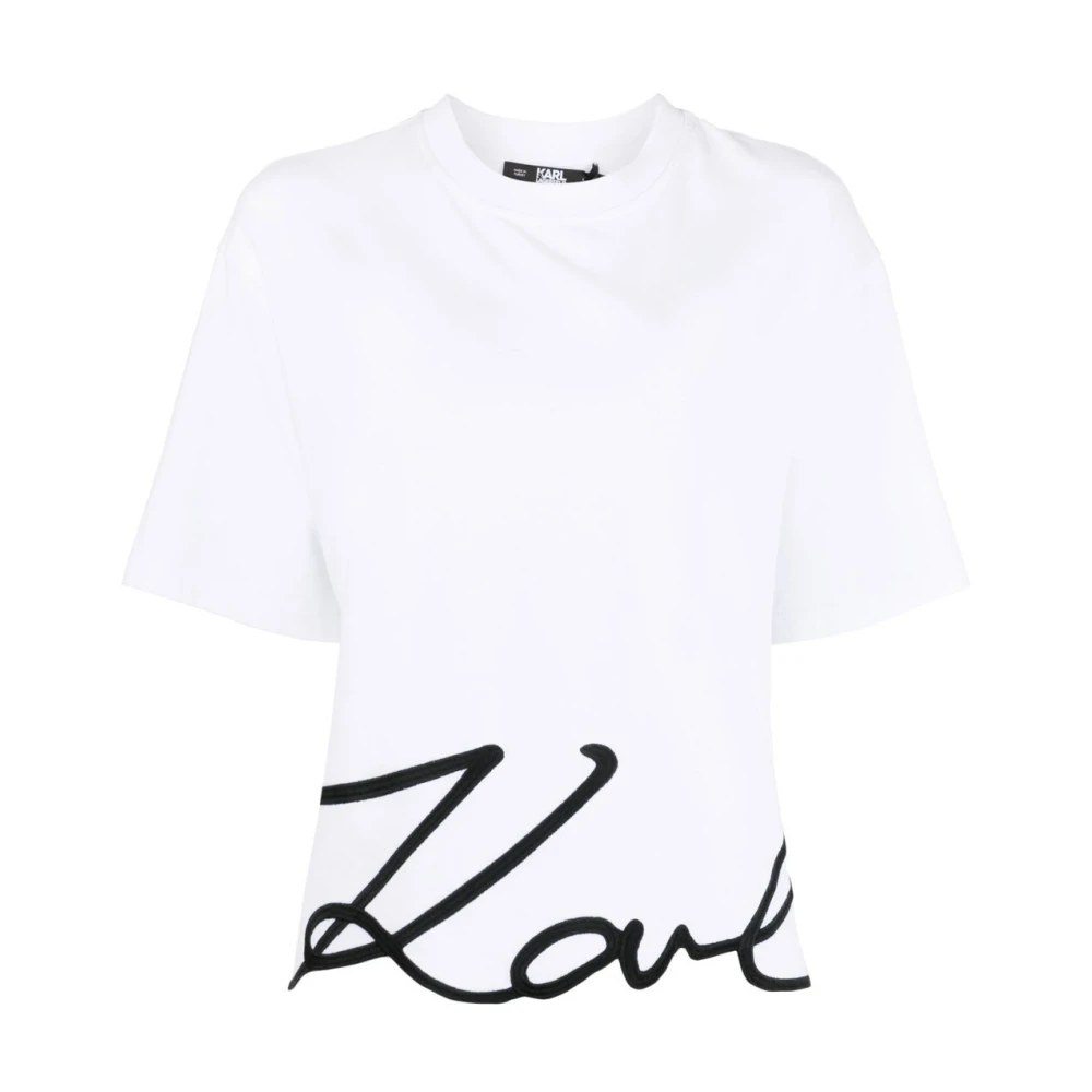 Karl Lagerfeld T-Shirt Karl Signature HEM WIT White Dames