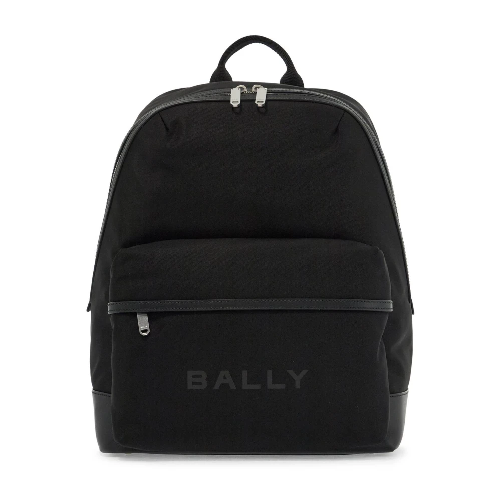 Bally Nylon Trekking rugzak met leren afwerking Black Unisex