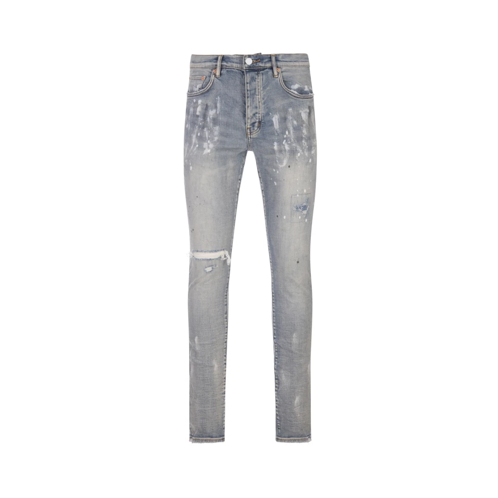 Blå Skinny Jeans med Distressed Detaljer