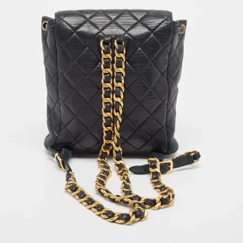 Chanel Vintage Pre-owned Leather backpacks Black Dames