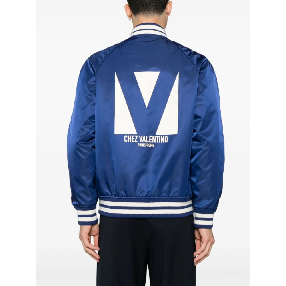 Valentino Blauwe Jas met Rits en Lange Mouwen Blue Heren