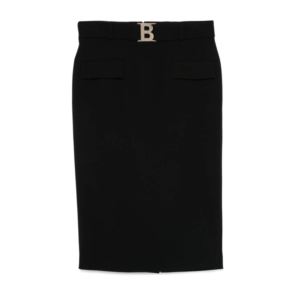 Blugirl Zwarte Pencil Rok Goud Logo Black Dames