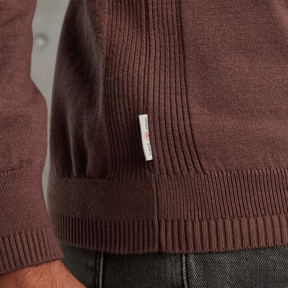 Cast Iron Katoen Stretch Crewneck Sweater Brown Heren