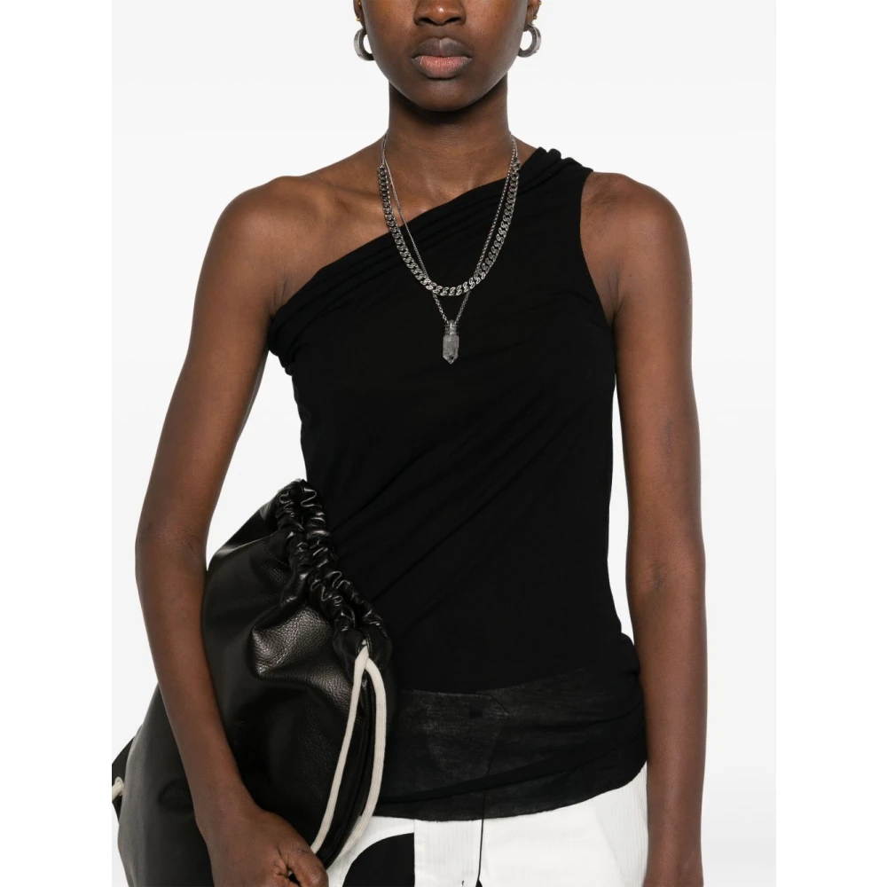 Rick Owens Asymmetrische Top zonder Mouwen met Halslijn Black Dames