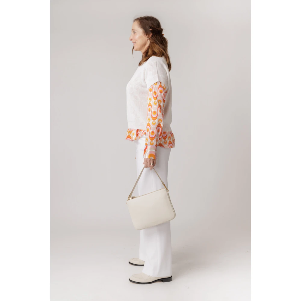 RAFFAELLO ROSSI Hoge Taille Elastische Band Broek White Dames