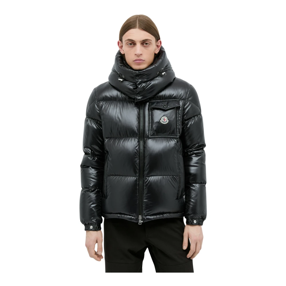 Moncler Gewatteerde korte donsjas met capuchon Black Heren