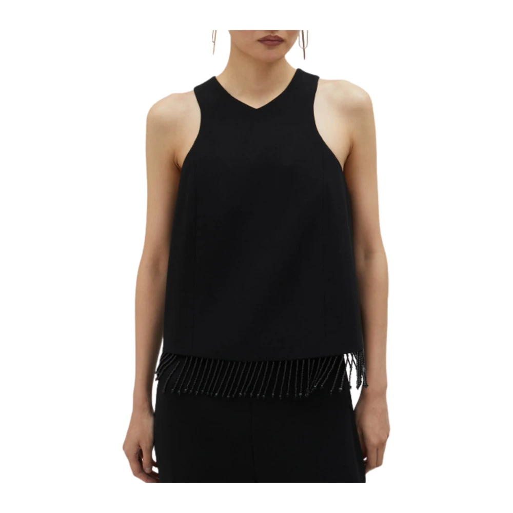 Lola Casademunt Zwarte Top met Onderdetail Black Dames