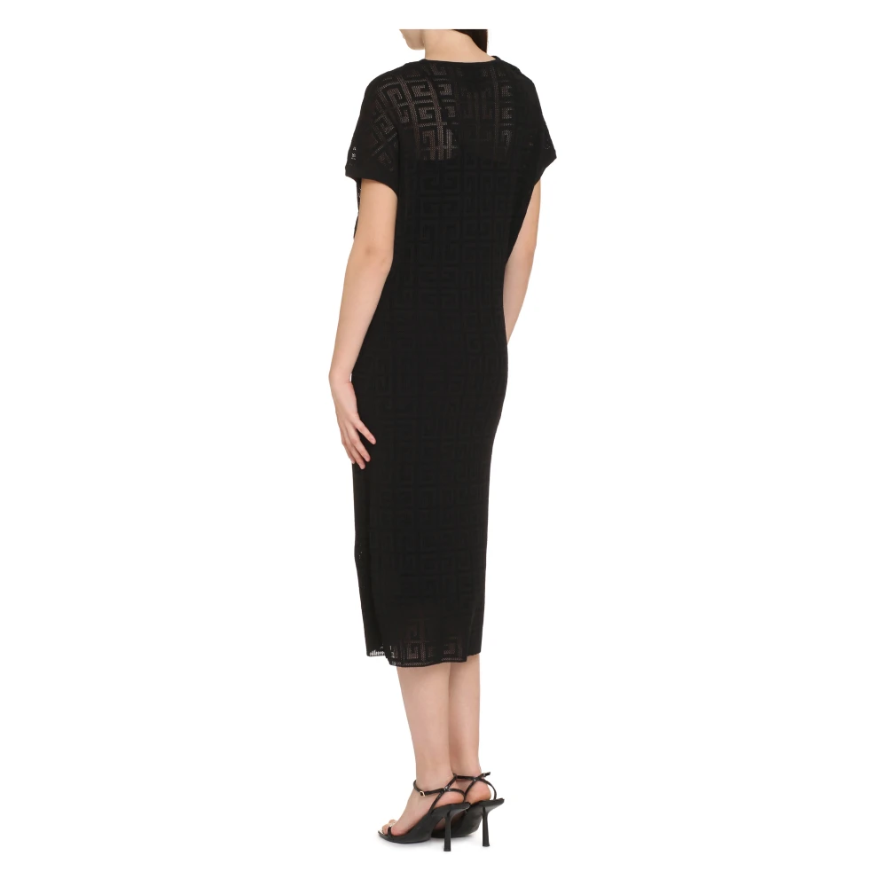 Givenchy Logo Jacquard Gebreide Jurk Black Dames
