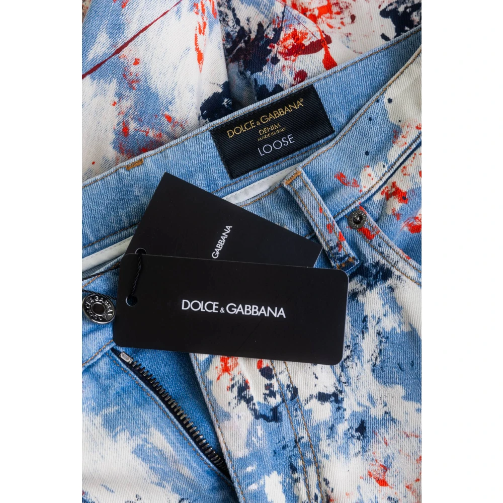 Dolce & Gabbana Heren Geschilderde Losse Jeans Multicolor Heren