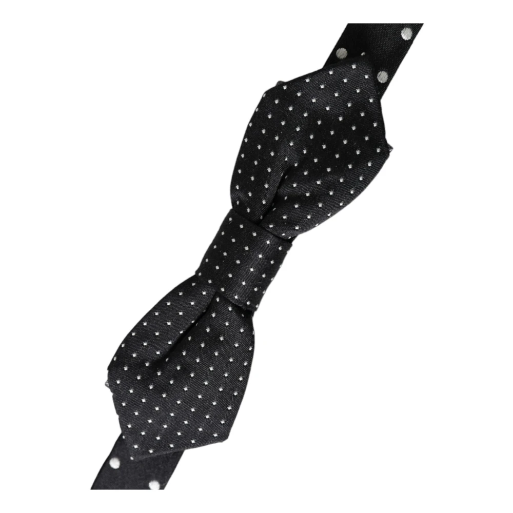Dolce & Gabbana Zijden Stippen Papillon Strik Black Heren