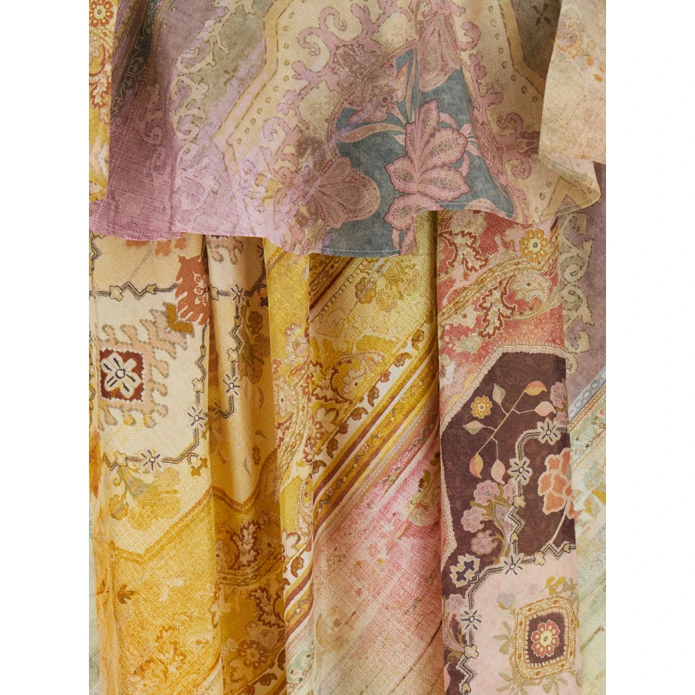 Zimmermann Multicolor Zijden Lange Jurk met Ruches Multicolor Dames