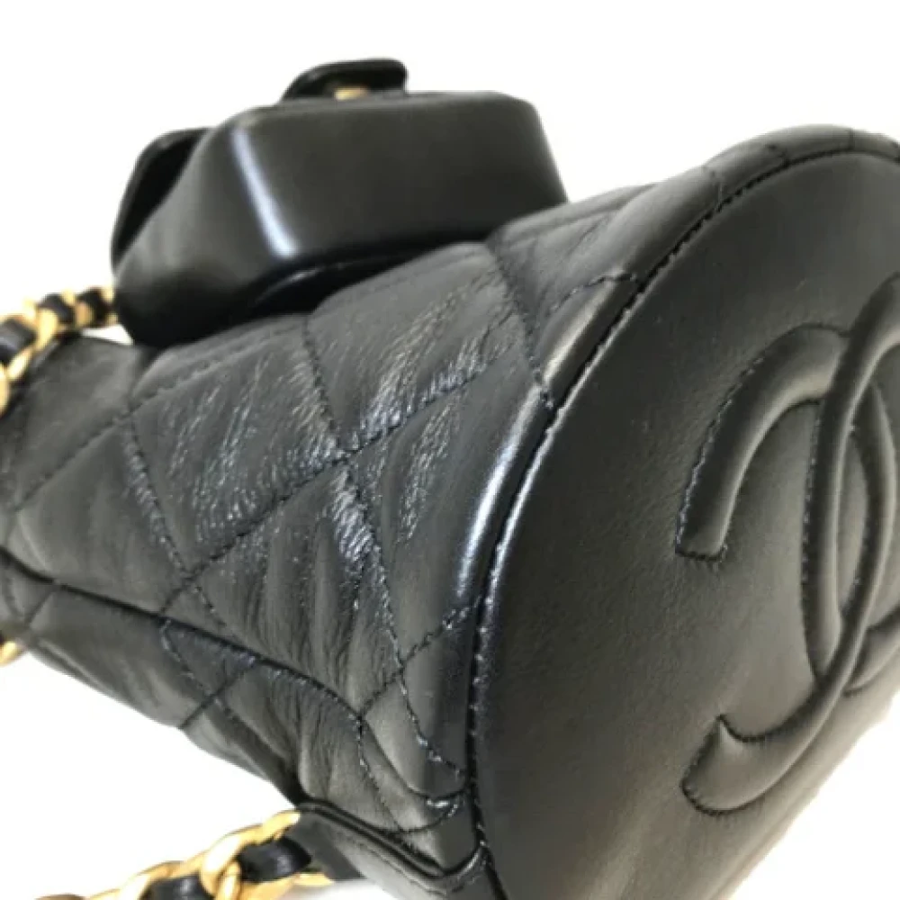 Chanel Vintage Pre-owned Leather backpacks Black Dames