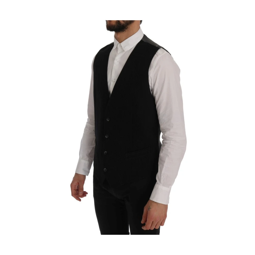 Dolce & Gabbana Elegante Gestreepte Vest Black Heren