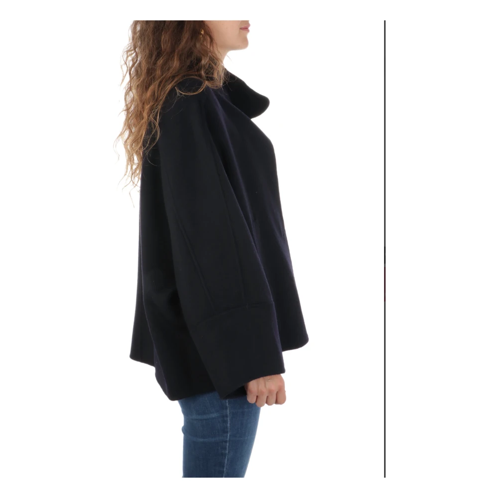 Paltò Dubbele Wol Kasjmier Korte Cape Jas Black Dames