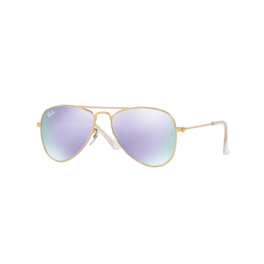 Ray-Ban Unisex Yellow Sunglasses, 50 Mm, Aviator Junior Sunglasses With Purple Mirror