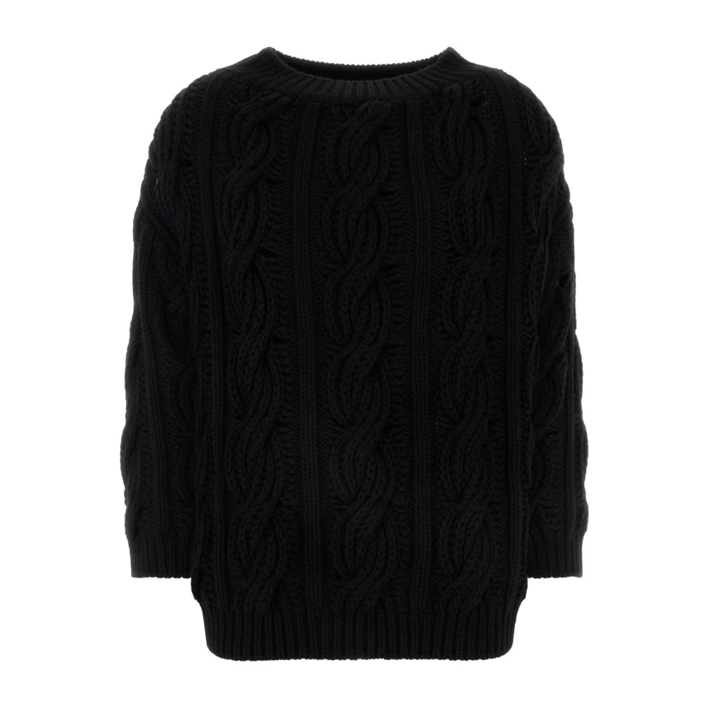 Valentino Garavani Women's Black Round-Neck Knitwear, S, Wool Jumper