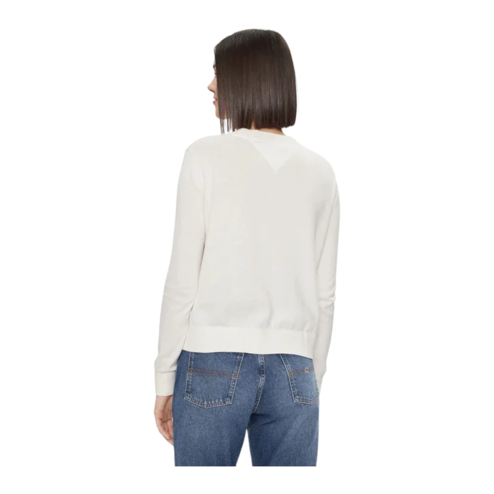 Tommy Jeans Trui met Ronde Hals White Dames