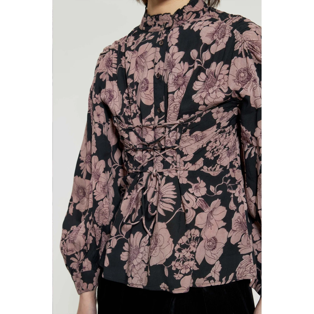 Antik batik Leonie korsetstijl blouse Purple Dames
