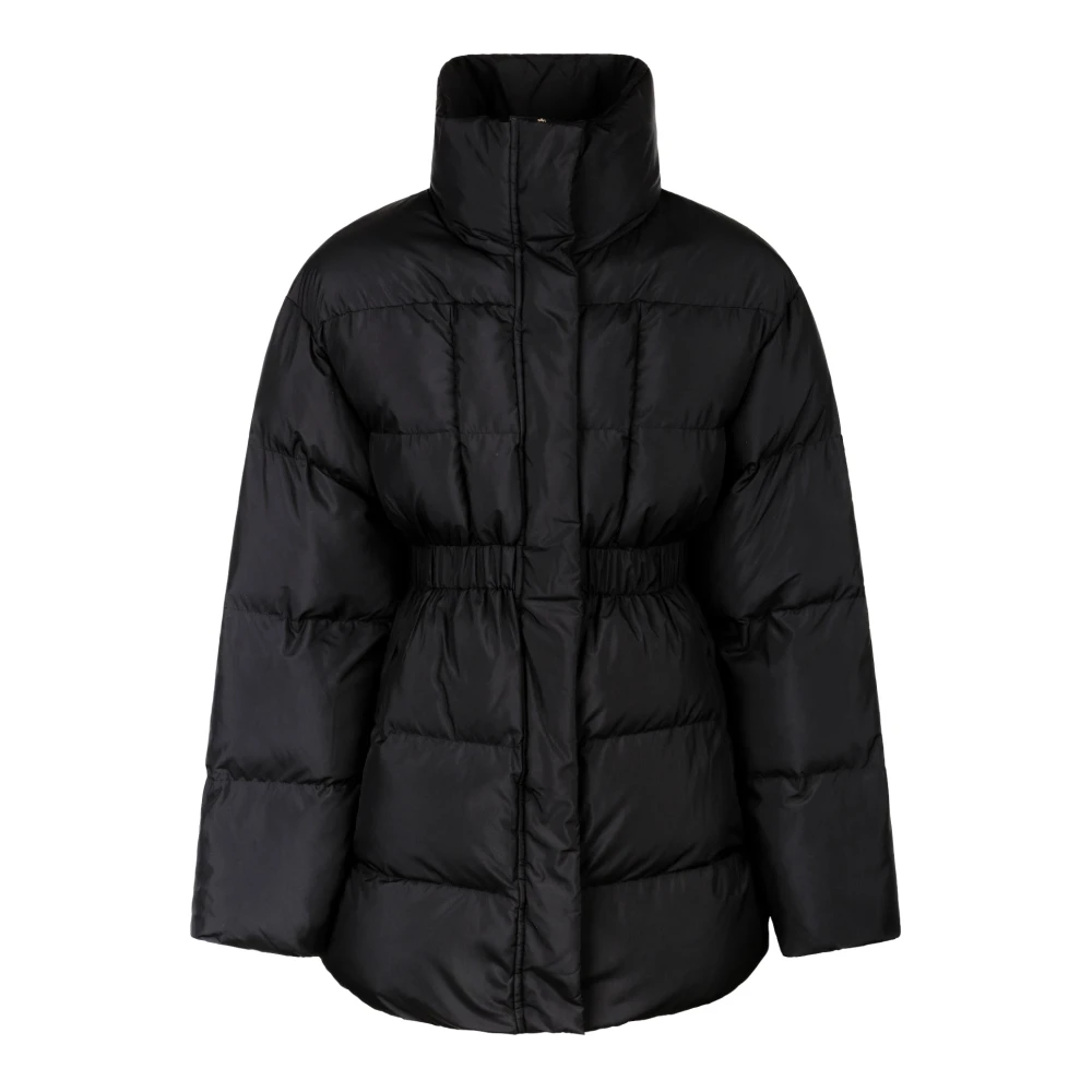 pinko Zwarte Gewatteerde Jas Hoge Kraag Black Dames