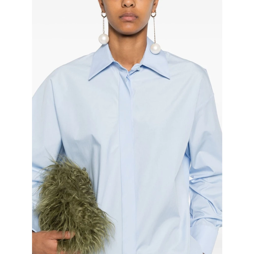 Loewe Blauwe Katoenen Popeline Overhemd Blue Dames