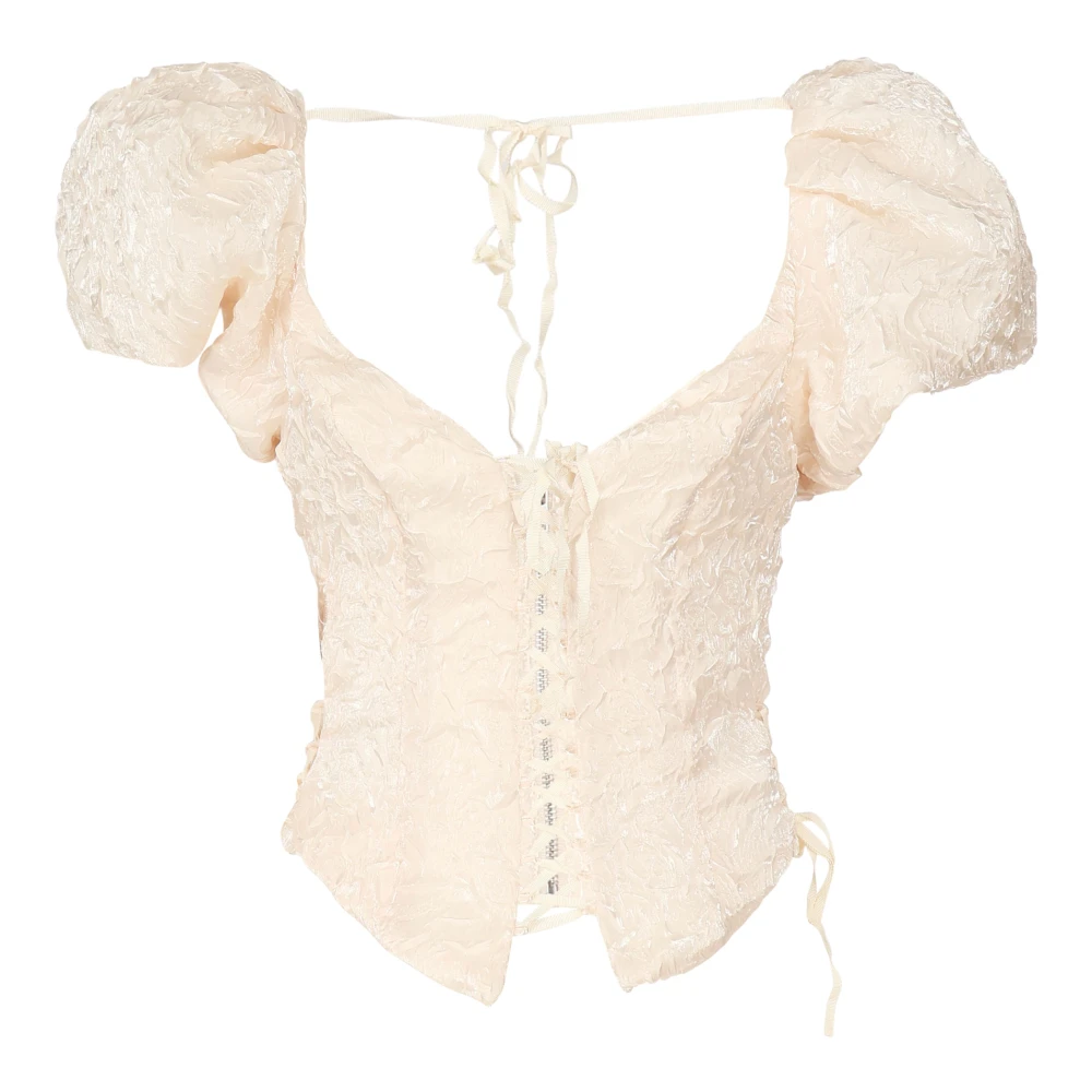 For Love & Lemons Pofmouw Korset Top Roomwit Beige Dames