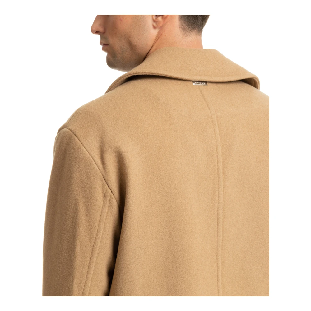 Michael Kors Knoopsluiting Effen Jas met Logodetail Beige Heren