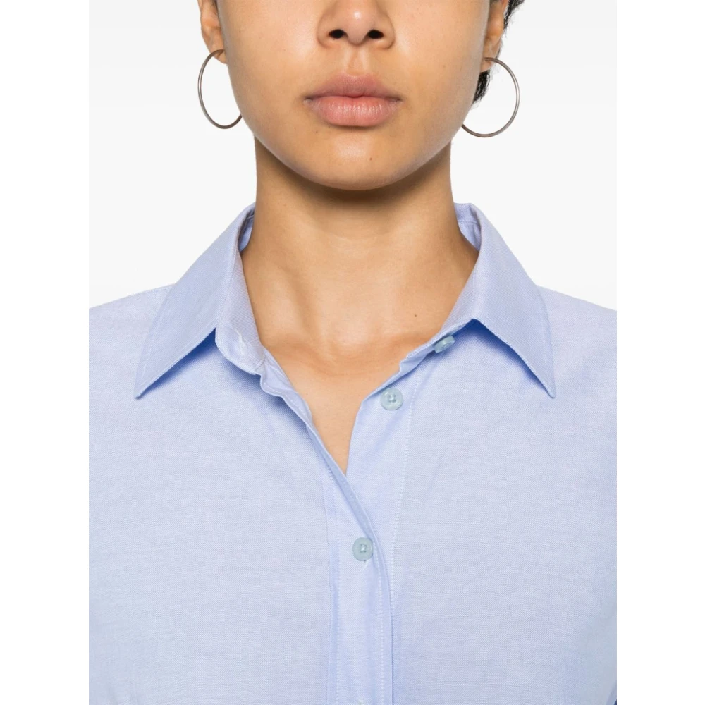 Liu Jo Celeste Katoenen Aansluitende Blouse Blue Dames