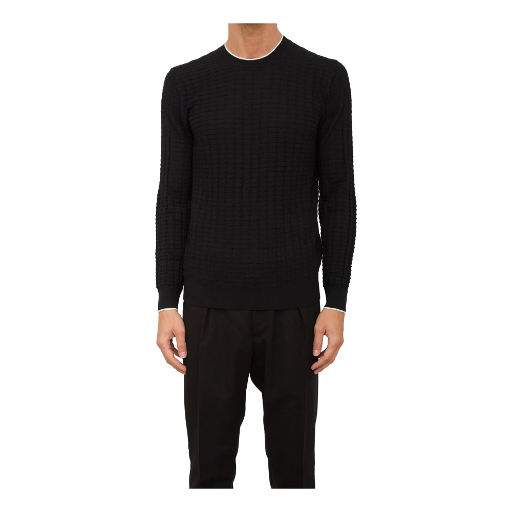 Paolo Pecora Zwarte Ronde Hals Shirt Black Heren