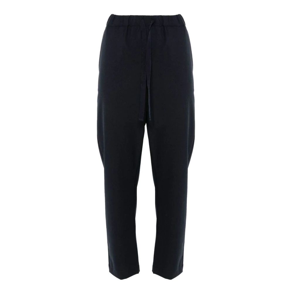 Semicouture Navy Blauwe Tapered Trekkoord Broek Blue Dames